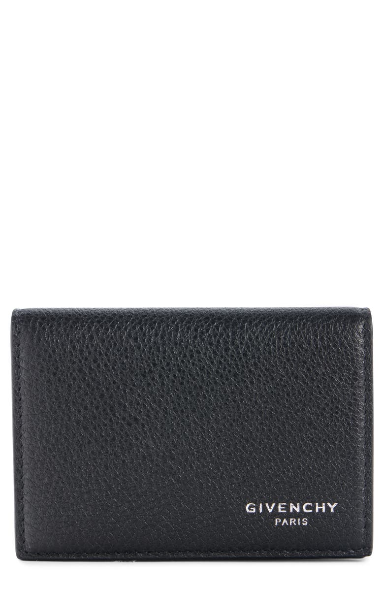 Givenchy Leather Business Card Holder, Main, color, Black