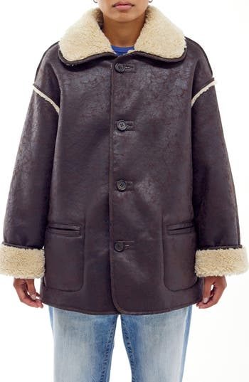 BDG URBAN OUTFITTERS BDG URBAN OUTFITTERS REVERSIBLE FAUX SHEARLING COAT