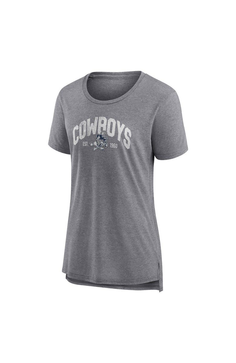 FANATICS Women's Fanatics Branded Heathered Gray Dallas Cowboys Drop Back Modern T-Shirt, Alternate, color, Heather Gray