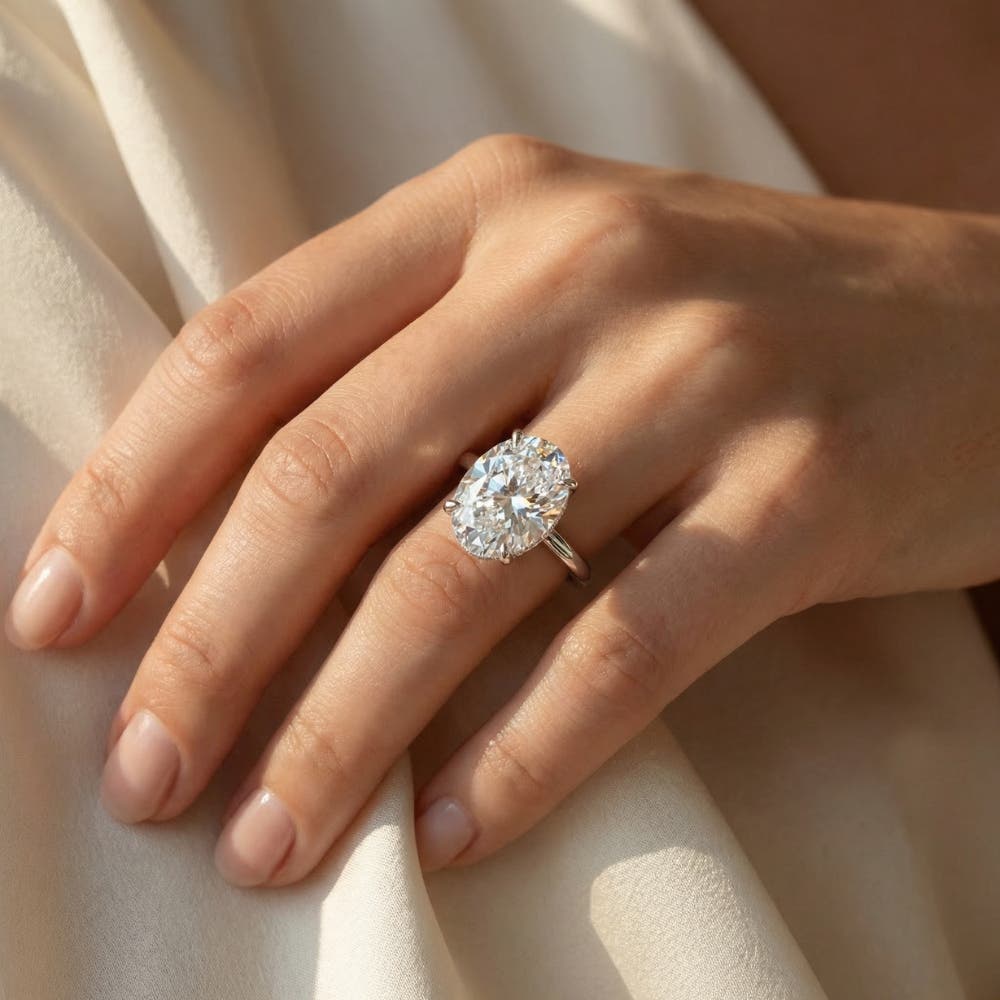 Женские аксессуары Bliss Diamond Certified 5.08CT Oval Diamond Hidden Halo Engagement Ring 14k Gold Lab Grown — фото 5