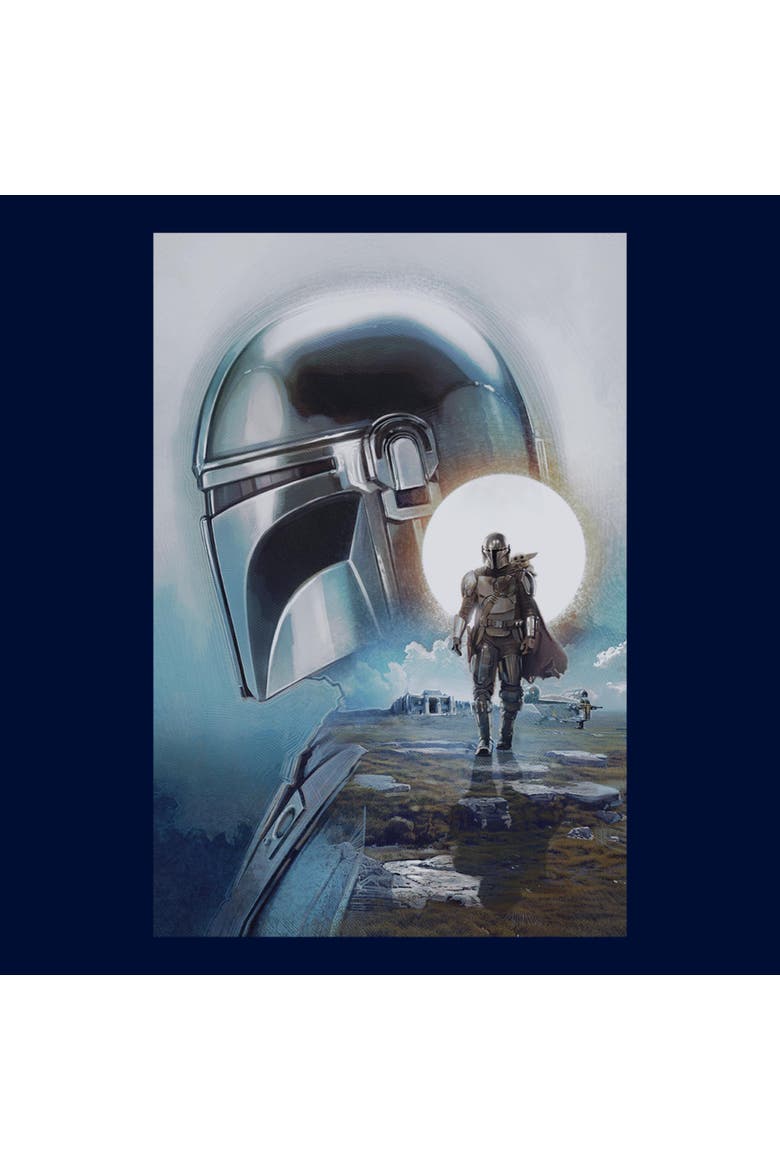 Boy's Star Wars The Mandalorian and Grogu Din Djarin and The Child Poster  Graphic T-Shirt, Alternate, color, Navy Blue
