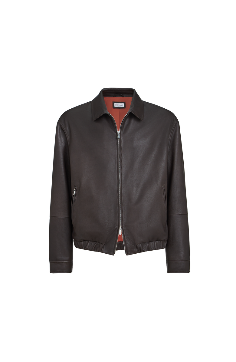 Brunello Cucinelli Nappa leather jacket, Alternate, color, Chocolate
