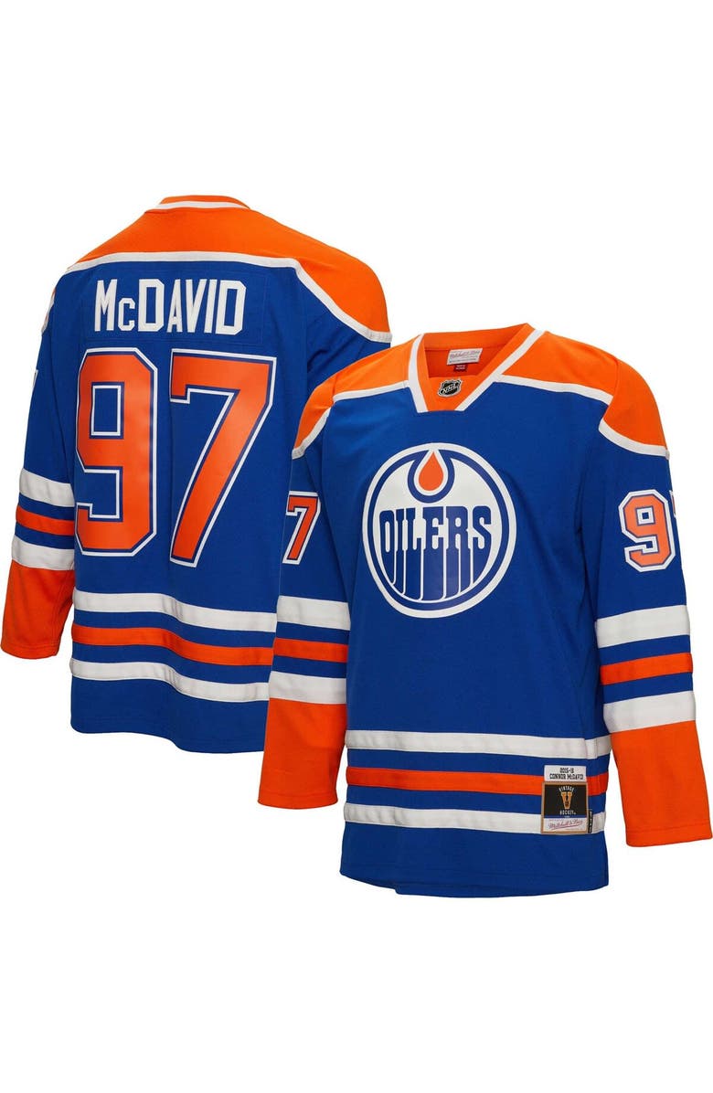 Mitchell & Ness Men's Mitchell & Ness Connor McDavid Blue Edmonton Oilers 2015/16 Blue Line Player Jersey, Main, color,
