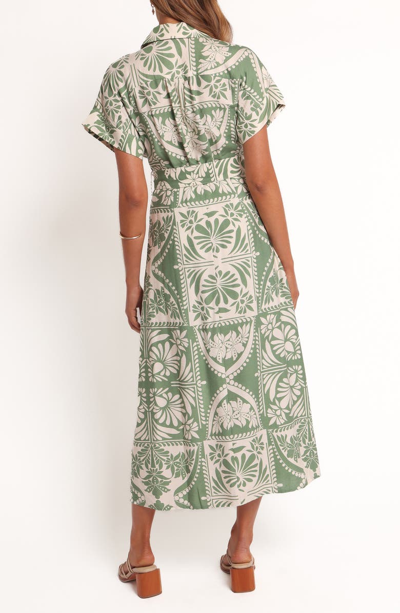 Petal & Pup Preston Print Button-Up Midi Dress, Alternate, color, Green Floral