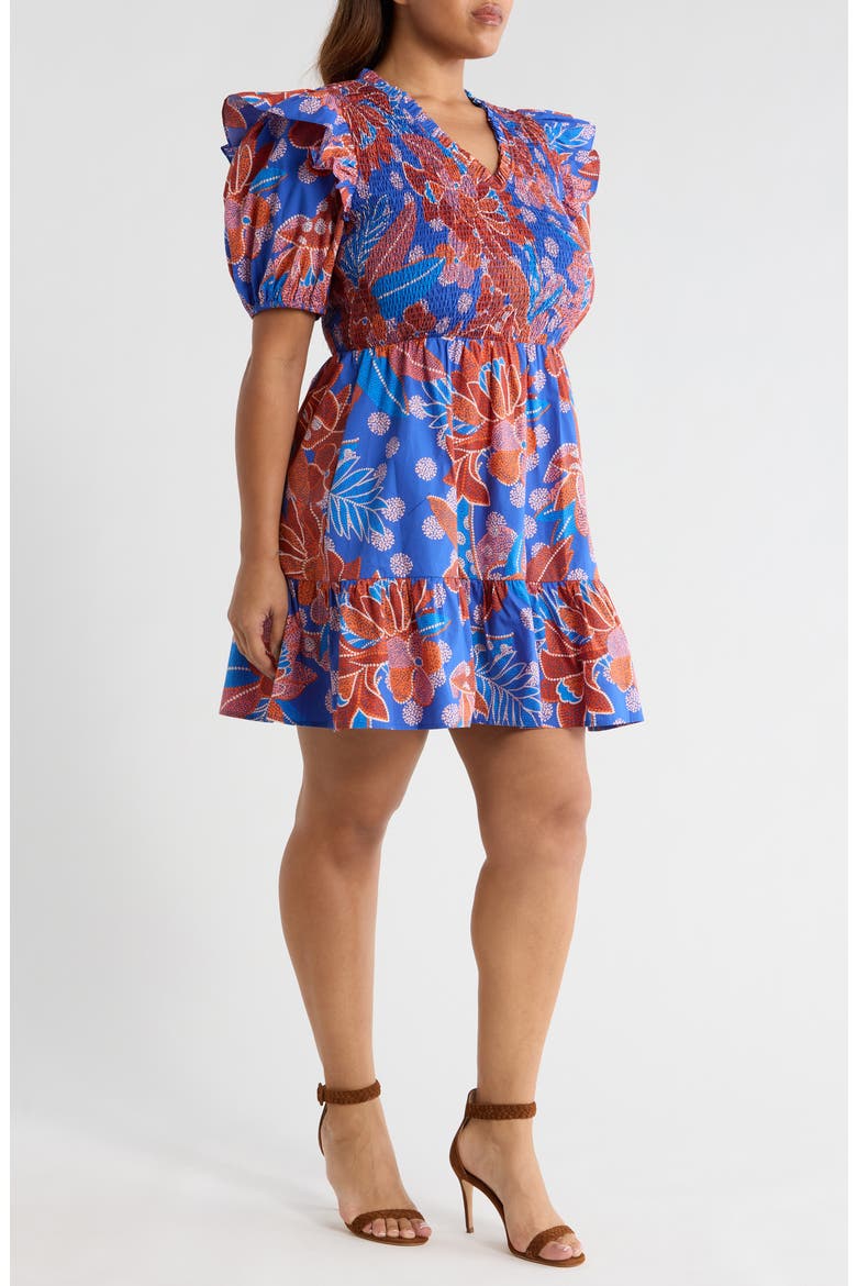 Amazonia Leones Smocked Dress, Alternate, color, BLUE-RED