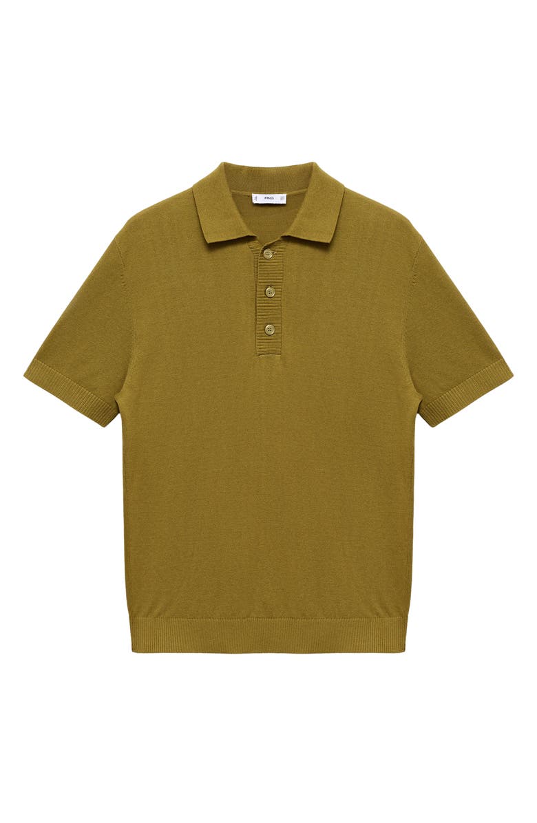 MANGO Cotton Blend Knit Polo, Alternate, color, Olive Green