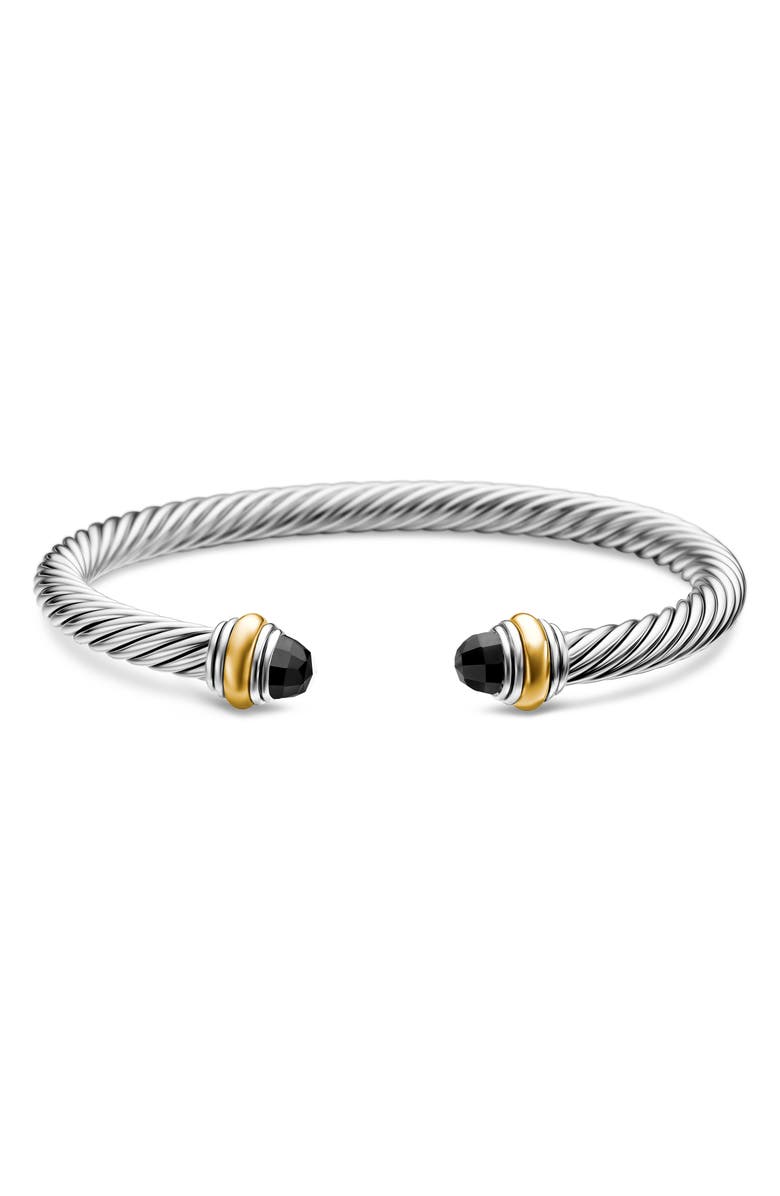 David Yurman Classic Cable Bracelet in Sterling Silver with 14K Yellow Gold, 5mm, Alternate, color, Black Onyx