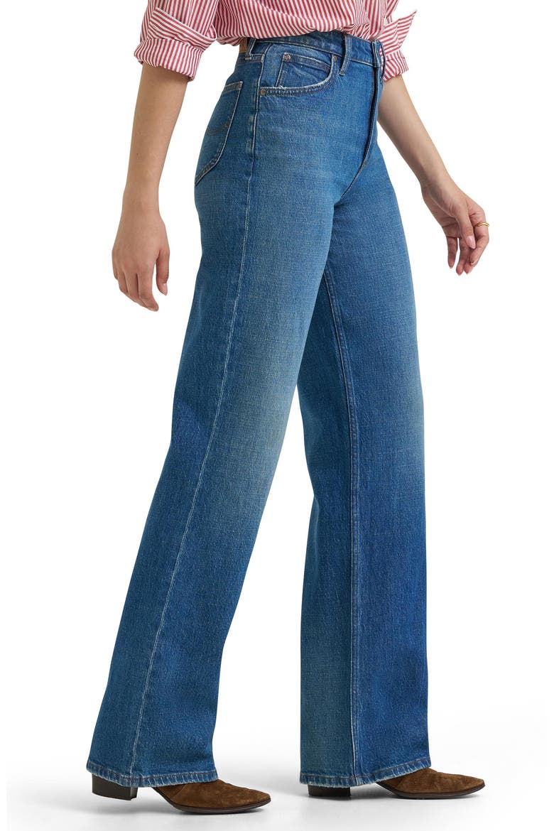 Retro High Waist A-Line Wide Leg Jeans, Alternate, color, BLUE BIZARRO