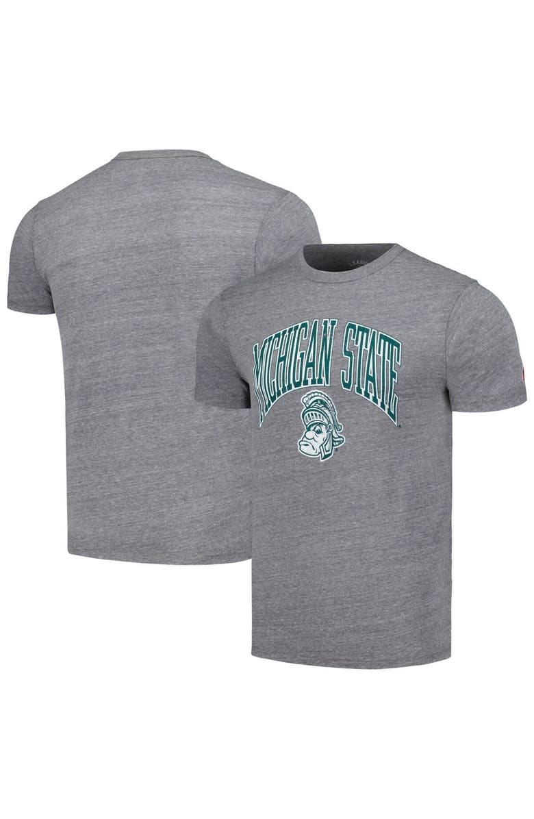 LEAGUE COLLEGIATE WEAR Men's League Collegiate Wear Heather Gray Michigan State Spartans Tall Arch Victory Falls Tri-Blend T-Shirt, Main, color, Heather Gray