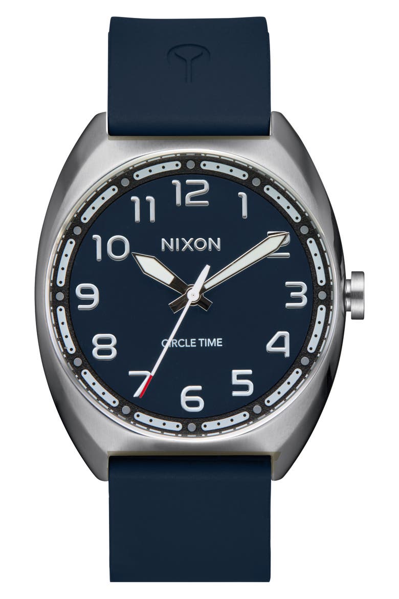 Mullet Silicone Strap Watch, Main, color, SILVER / TEAL