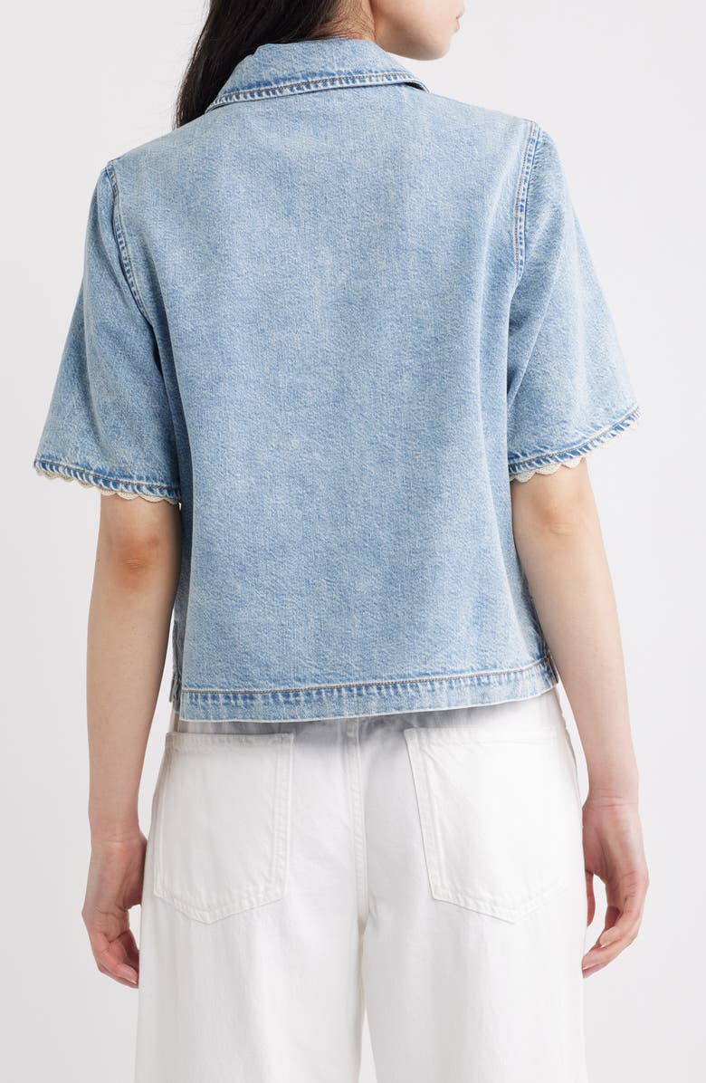 FRAME Denim Crochet Trim Button-Up Top, Alternate, color, Lacewing