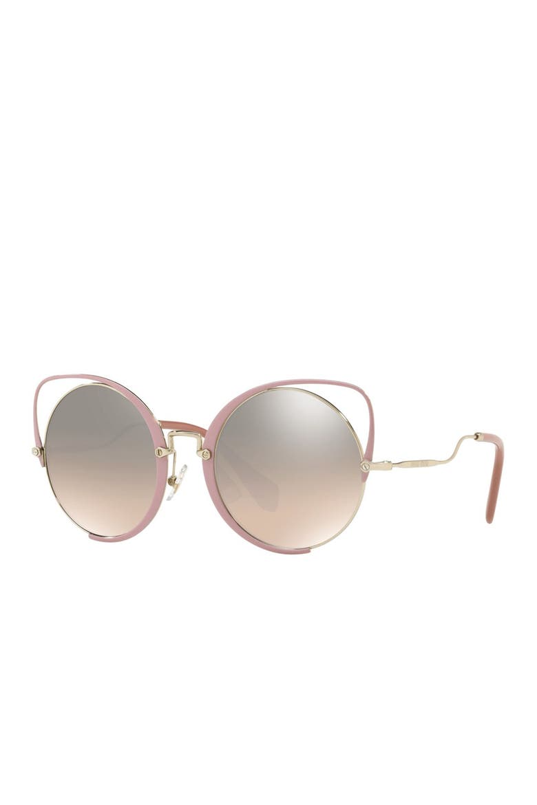 54mm Round Lens Cat Eye Sunglasses, Alternate, color, PALE GOLD