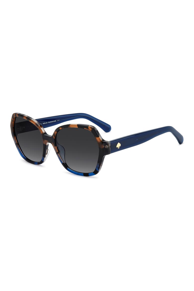 layne 57mm geometric square sunglasses, Alternate, color, BROWN BLUE HAVANA/ DARK GREY