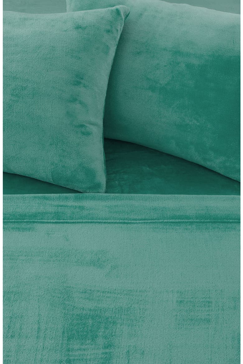 Solid Plush Velour Sheet Set, Alternate, color, AQUA