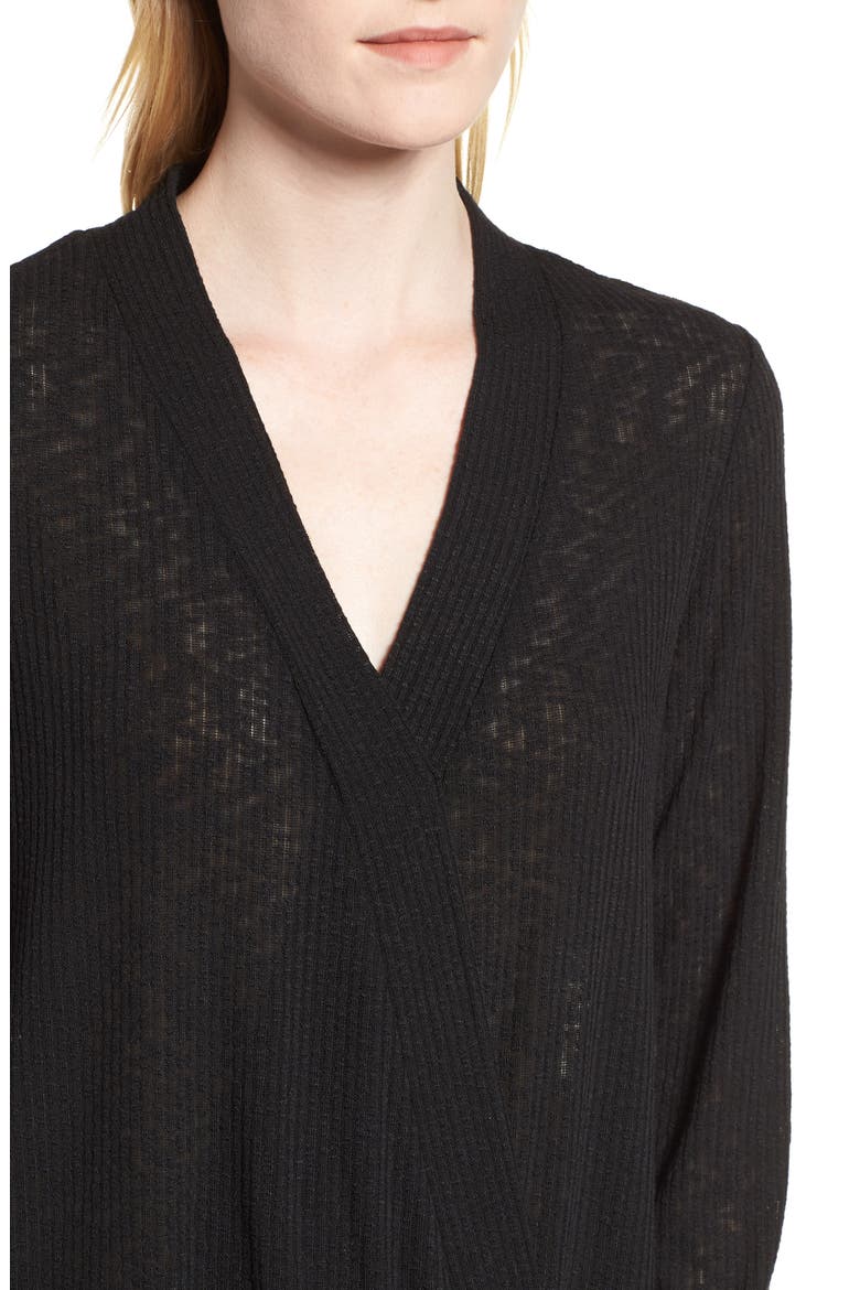 Faux Wrap Knit Top, Alternate, color, BLACK