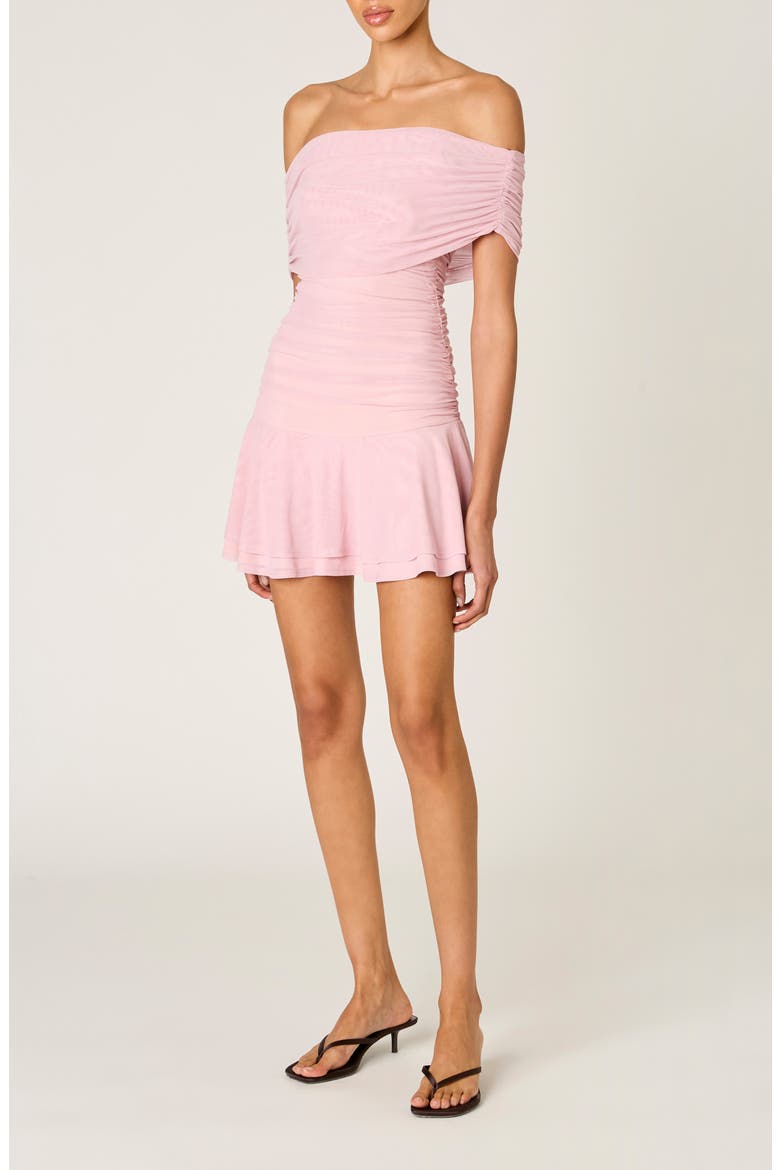 Silverlake Off the Shoulder Mesh Minidress, Alternate, color, CAMEO PINK