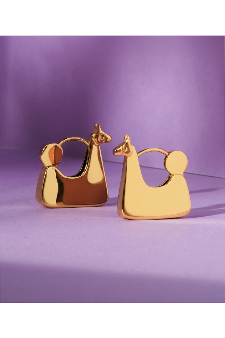Llama Earrings, Alternate, color, Gold