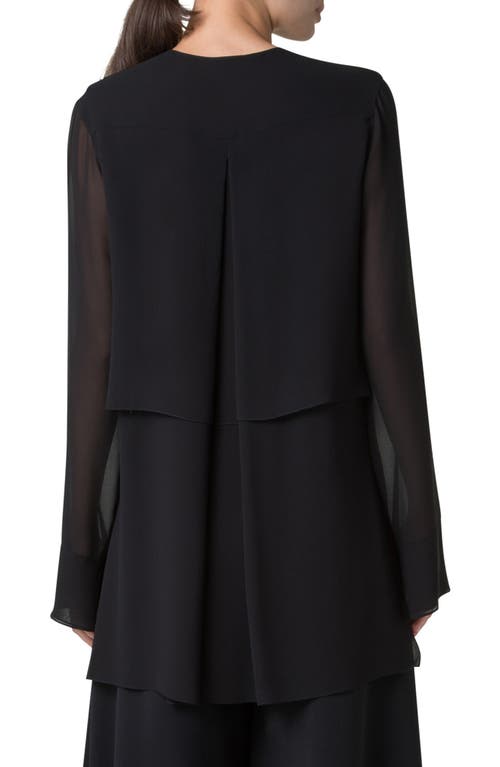 Shop Akris Layered Crepe & Georgette Silk Tunic In Black