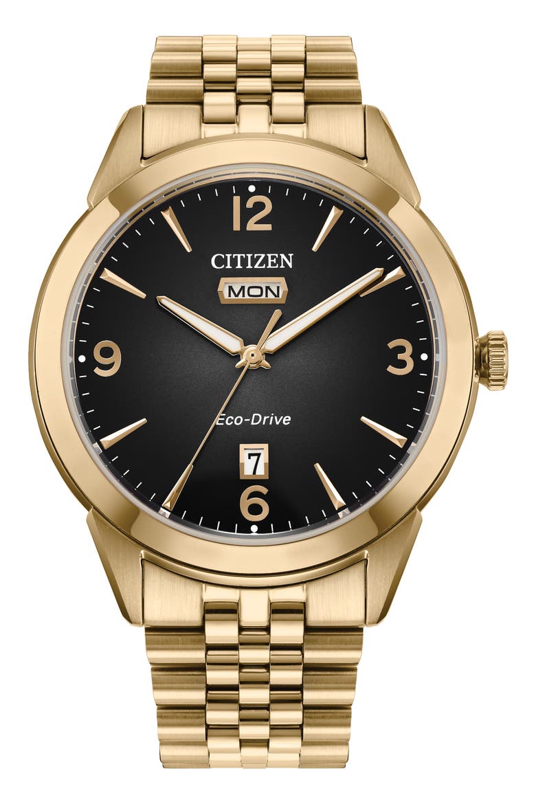Rolan Eco-Drive Bracelet Watch, 40.5mm, Main, color, GOLD-TONE