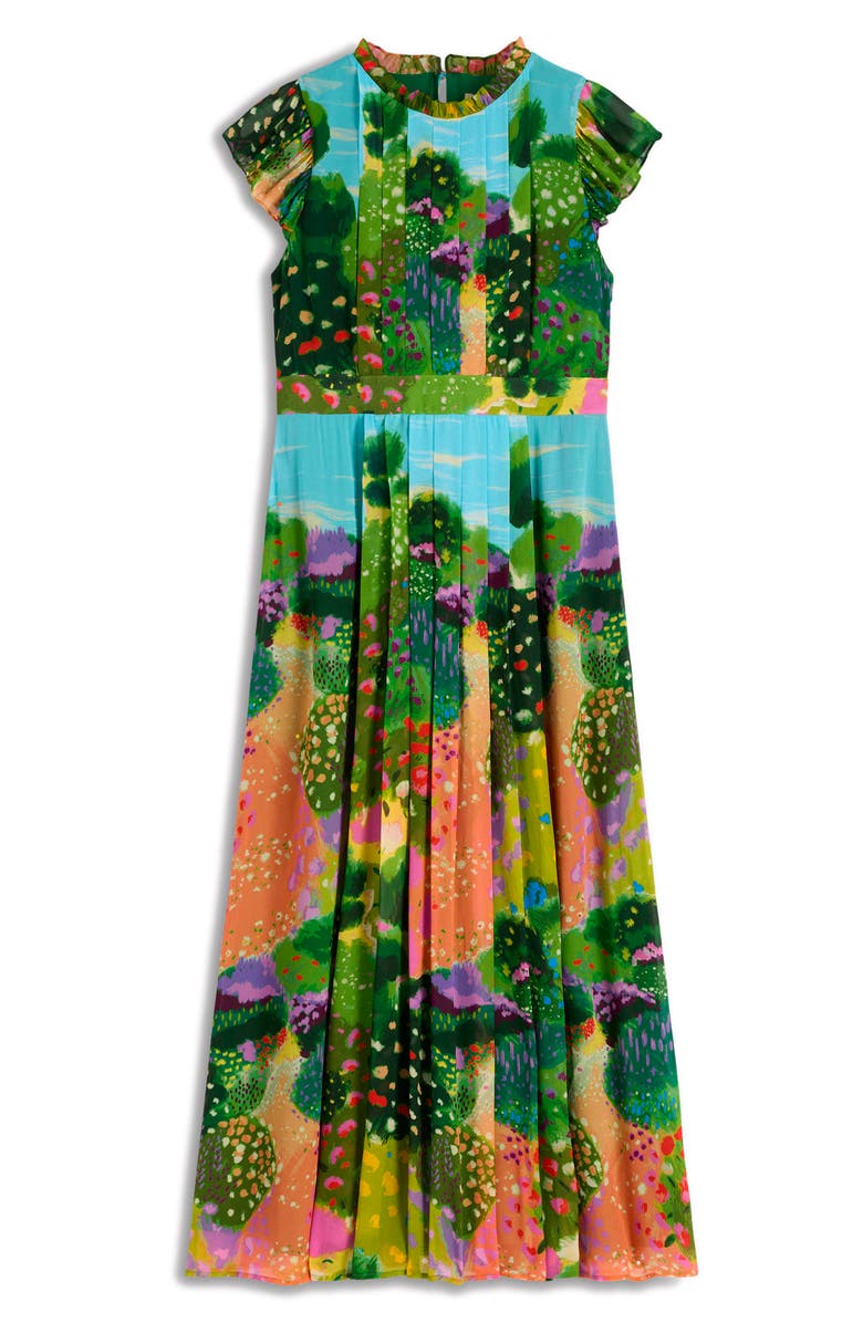 Boden Ruffle Pleated Maxi Dress, Alternate, color, Garden Print