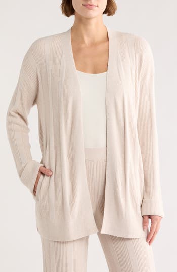 Barefoot Dreams ® Cozychic Ultra Lite® Variegated Rib Open Cardigan In Brown