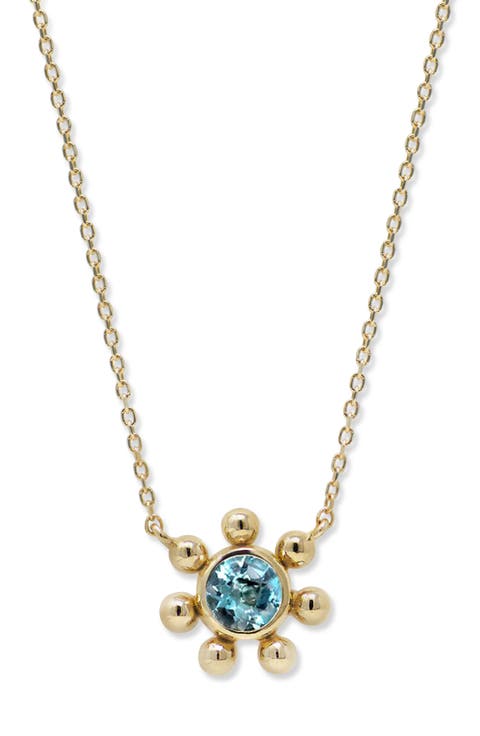 Dew Drop Marine Blue Topaz & 14K Gold Pendant Necklace