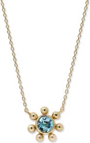 Anzie Dew Drop Marine Blue Topaz & 14K Gold Pendant Necklace