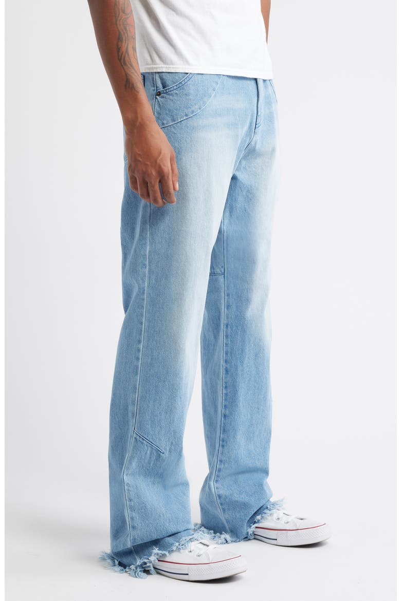 Dart Five-Pocket Fray Hem Jeans, Alternate, color, BLUE
