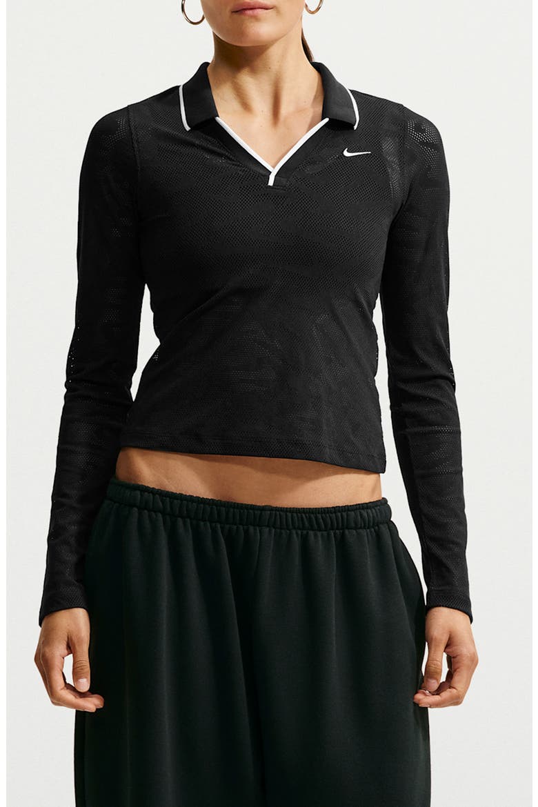 Long Sleeve Performance Polo, Main, color, BLACK/ BLACK/ WHITE/ WHITE