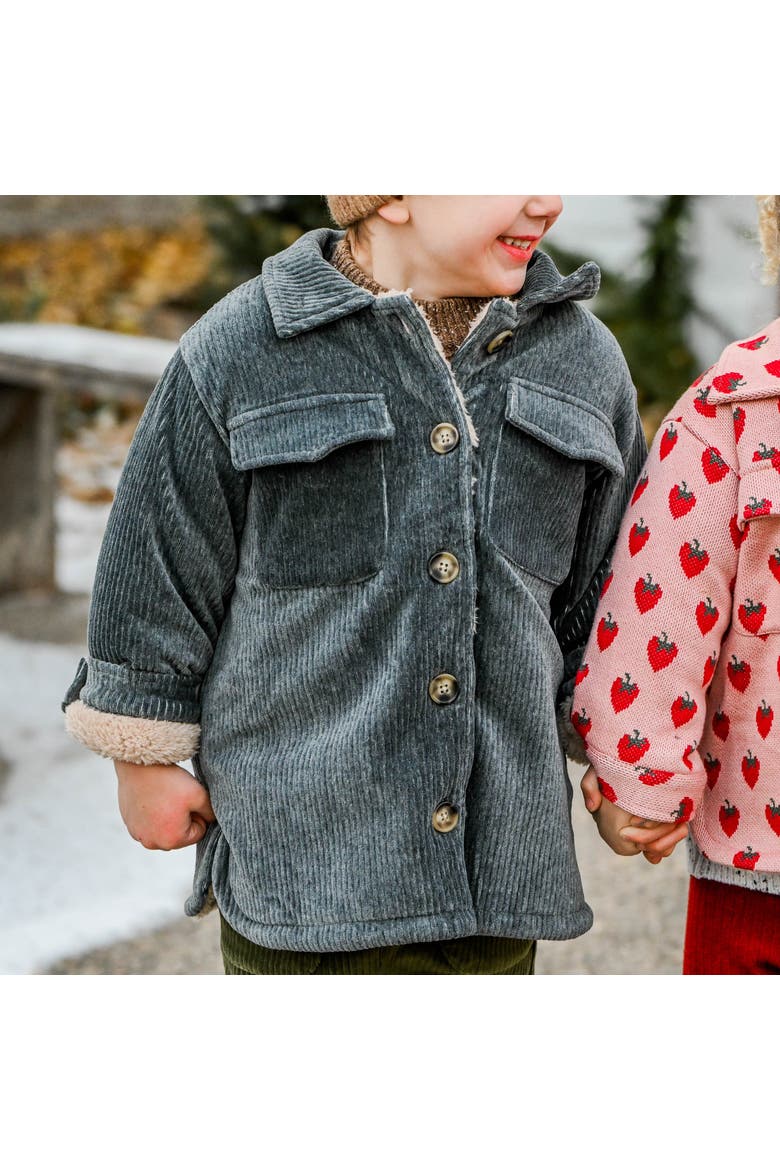 Corduroy With Snowdrift Shacket-Little Kid, Alternate, color, Charcoal