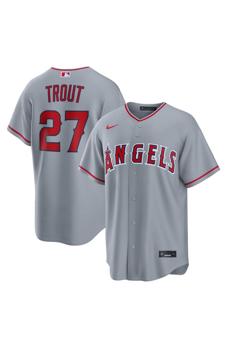 Nike Men's Nike Mike Trout Gray Los Angeles Angels Road Replica Jersey, Main, color, Gray