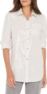 NIC+ZOE Subtle Shine Sequin Stripe Button-Up Shirt