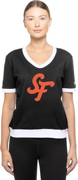 New Era Women's New Era Black San Francisco Giants 2025 City Connect Rhinestone V-Neck T-Shirt