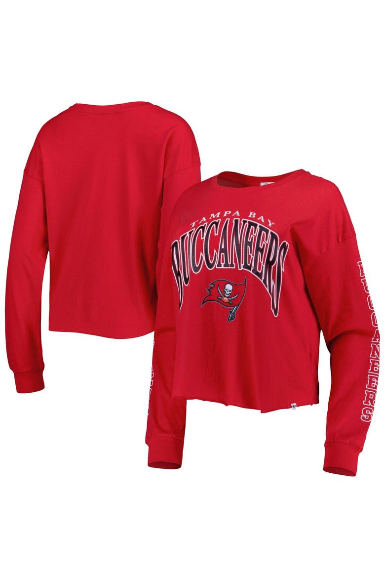 Women's '47 Red Tampa Bay Buccaneers Skyler Parkway Cropped Long Sleeve T-Shirt, Main, color, Red