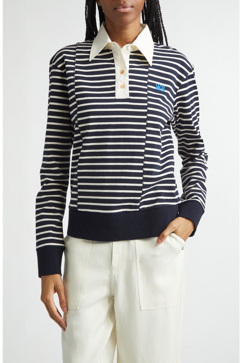 Reflect Offset Stripe Polo, Main, color, NAVY / IVORY