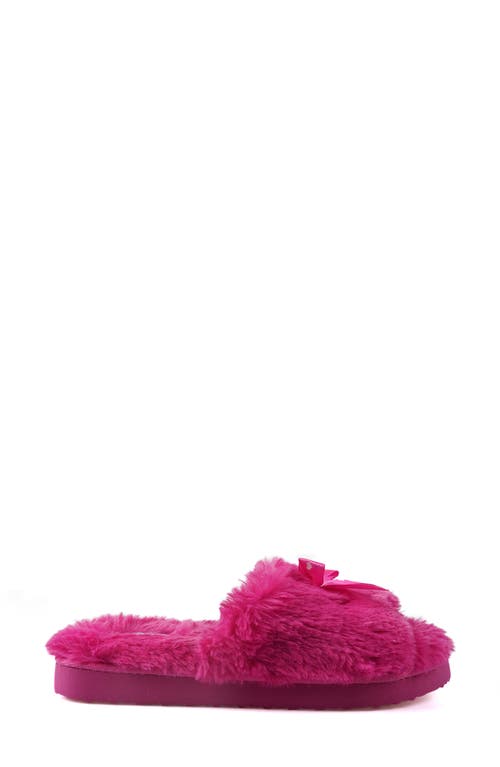Candies Candie's Zazas Faux Fur Slide Sandal In Fuchsia