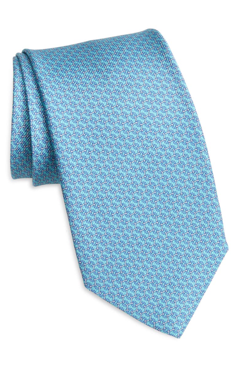 David Donahue Neat Silk Tie, Main, color, Pool