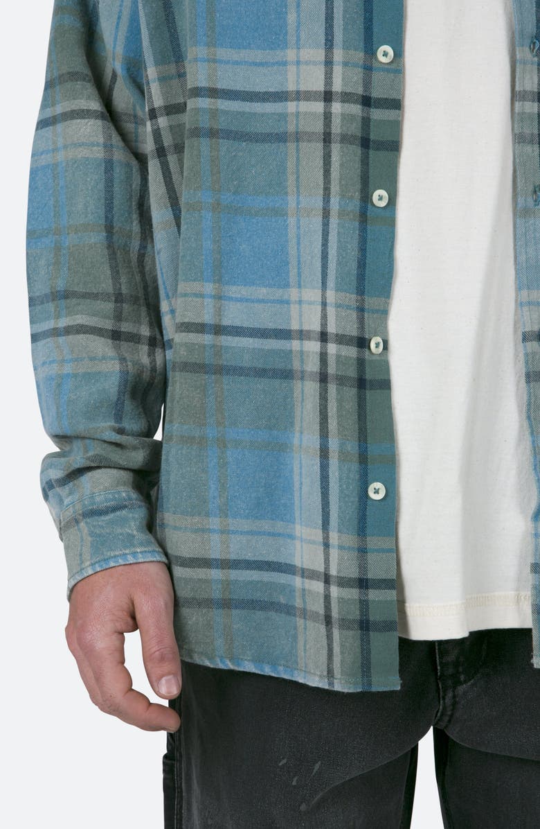 mnml Washed Plaid Button-Up Shirt, Alternate, color, Blue/ Black