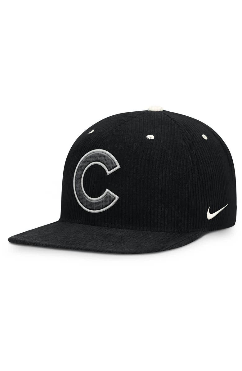 Nike Men's Nike Black Chicago Cubs Pro Corduroy Structured Snapback Hat, Alternate, color, Black
