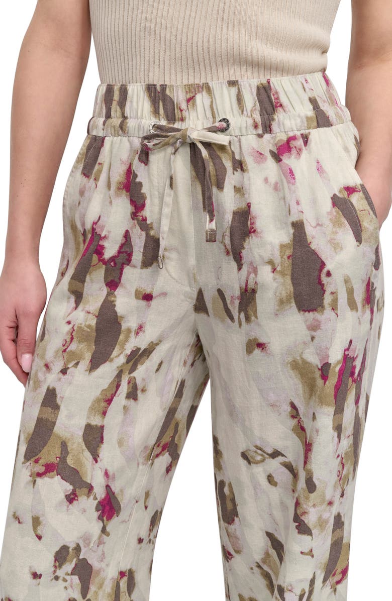 DKNY Print Linen Blend Drawstring Pants, Alternate, color, Shattered Tiger