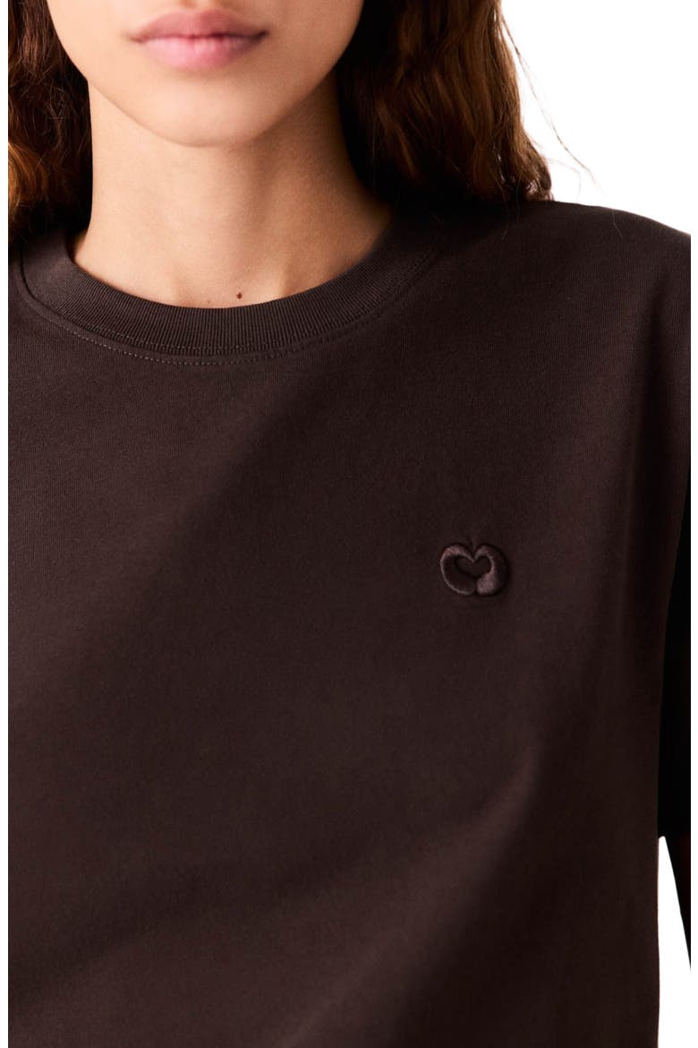 T-shirt with embroidered logo, Alternate, color, Dark brown