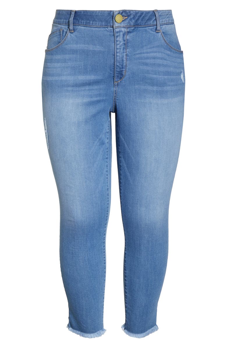 Wit & Wisdom Ab-Solution High Waist Frayed Ankle Skinny Jeans, Alternate, color, 