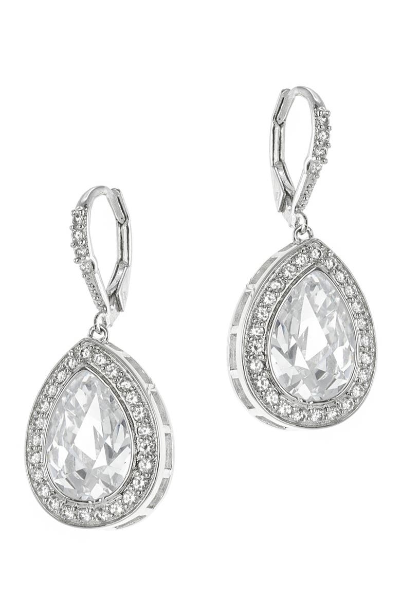 CZ by Kenneth Jay Lane Pear CZ Pave Borders Classic Earrings, Main, color,