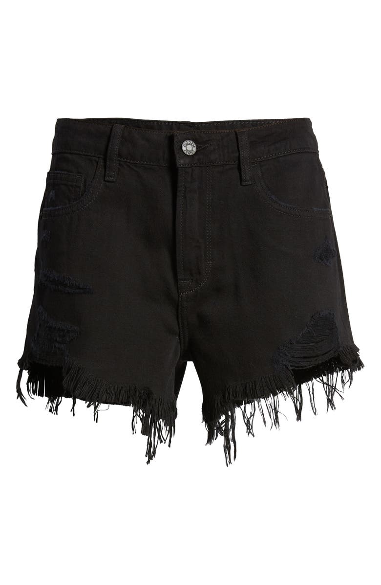 HIDDEN JEANS Destroyed High Waist Fray Hem Denim Cutoff Shorts, Alternate, color, 
