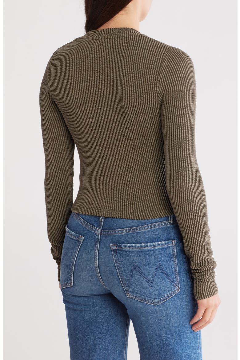 Long Sleeve Ribbed Crop Top, Alternate, color, OLIVE