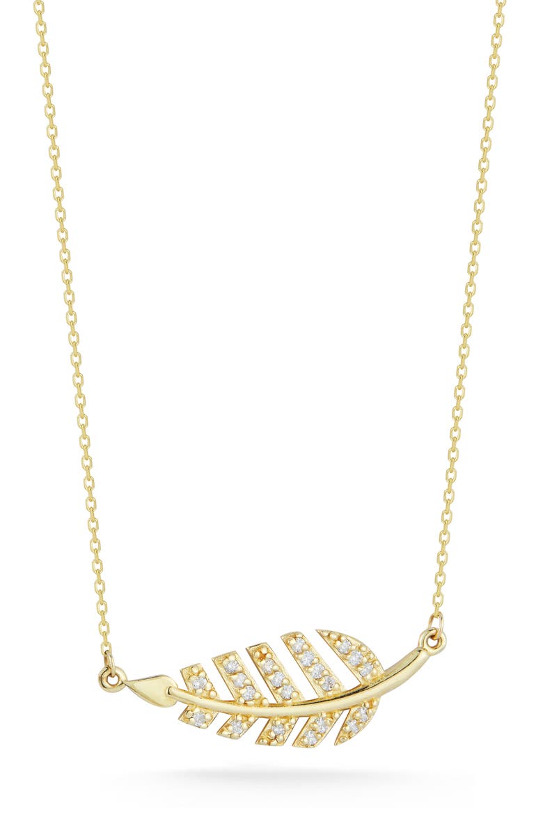 Ember Fine Jewelry 14K Yellow Gold Diamond Leaf Pendant Necklace - 0.13ct., Main, color, Gold