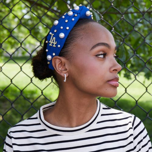 Lele Sadoughi Mlb La Dodgers Embellished Headband In Blue