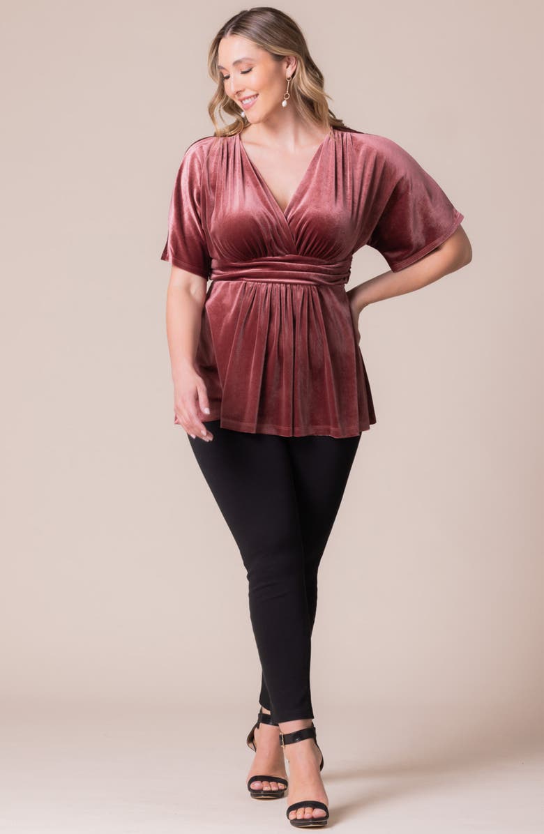 Kiyonna Park Avenue Velvet Top, Alternate, color, Mauve Rose