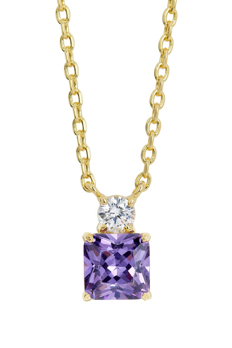 Cubic Zirconia Birthstone Pendant Necklace, Main, color, FEBRUARY