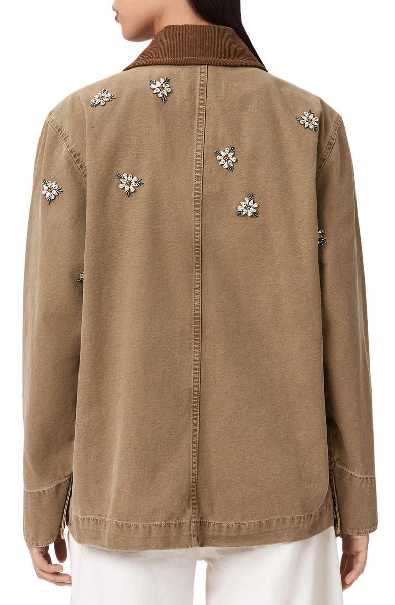 AllSaints Bex Embroidered Detail Denim Jacket, Alternate, color, Vintage Sand Brown